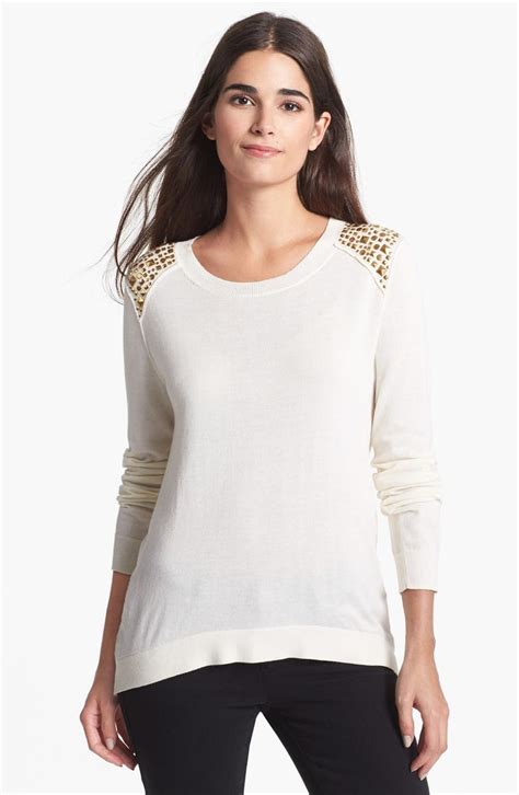 beige michael kors tweed chunky crewneck sweater|Women's Michael Kors Collection Designer Sweaters .